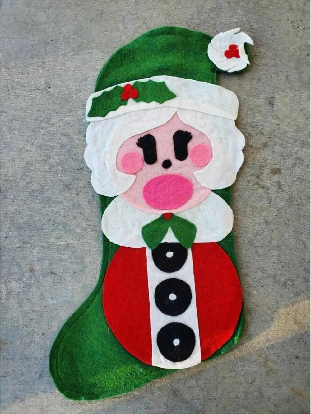 Old Family Christmas Stocking set of 4 Felt Holiday gift, Vintage Christmas